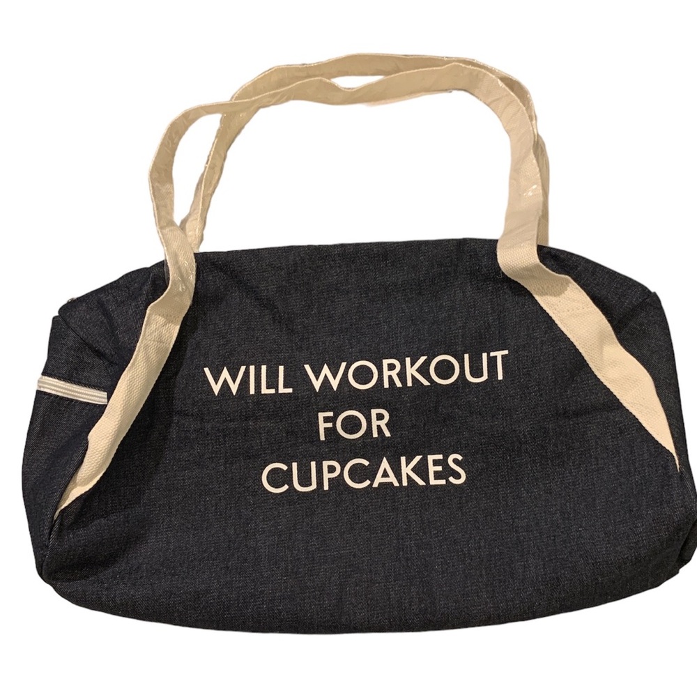 Private Party Will Workout For Cupcakes Denim Gym Bag Duffle Bag - Picture 2 of 7